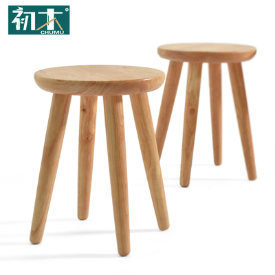 初木日式实木凳子创意圆凳子小板凳餐桌凳时尚餐凳矮凳梳妆凳包邮