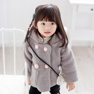 2015秋冬季童装外套女童加厚保暖连帽绒衣 韩版休闲卡通兔子上衣