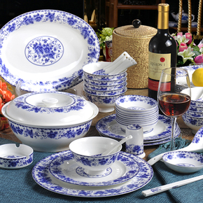 餐具套装唐山骨瓷陶瓷器46头56头碗筷盘子家用创意碗碟套装中西餐