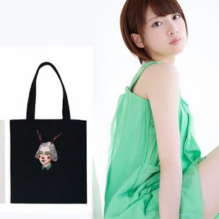 韩版帆布包女单肩包手提斜挎包韩国文艺环保学院风印花布袋购物袋