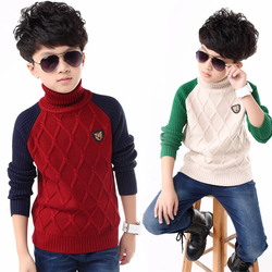 冬季新款男童毛衣加厚10-12-14岁男大童针织羊毛衫儿童高领毛线衣