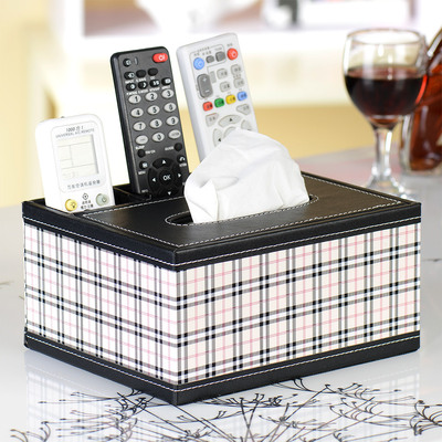 皮革多功能纸巾抽纸盒 桌面手机遥控器收纳盒 高档欧式创意包邮