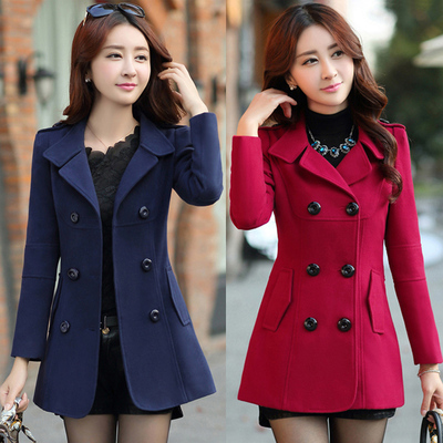 2015秋冬新款韩版修身显瘦短款毛呢外套女装大码时尚气质呢子大衣