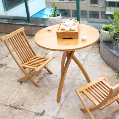 创意楠竹实木大小圆桌书桌便携桌 简易餐桌学习桌户外茶桌待客桌