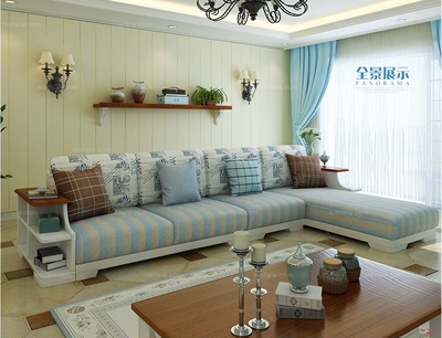 美式实木沙发地中海田园客厅L小户型组合单双三人美式乡村沙发