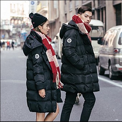 情侣装冬装棉衣中长款大衣韩版男女修身外套连帽加厚羽绒棉服2015