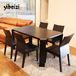 餐桌 组装餐桌椅组合小户型 现代简约桌子简单 全实木皮胡桃木色