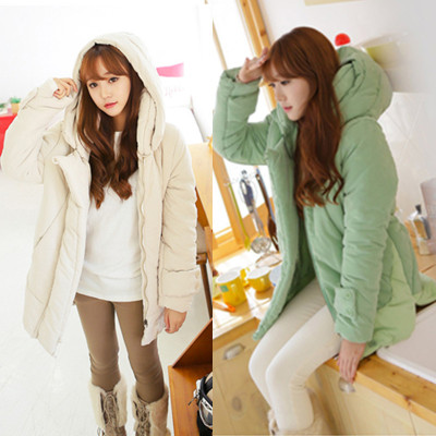 2015冬季新款韩国棉衣外套中长款女修身学生加厚连帽韩版大码棉服