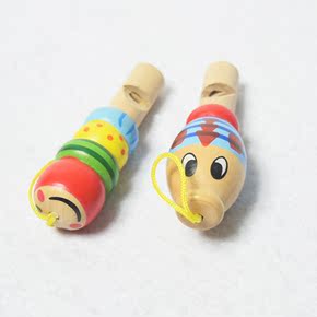 正品儿童音乐口哨木制木质可爱卡通动物 可挂式钥匙扣木质吹哨子
