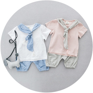 夏季新款男宝宝儿童套装 韩版潮品碎花婴幼儿二件套