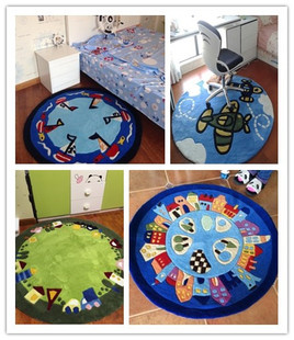 现代地中海圆形地毯 船锚卡通 儿童房/客厅/卧室/吊篮/转椅地垫