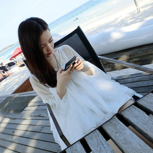 【欣洛】 2015夏季短裙单件公主甜美白色五分袖连衣裙正品新款女
