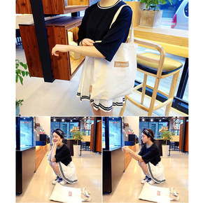韩国帆布包 学生单肩手提文艺帆布袋环保袋简约包包 女