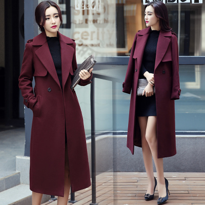 毛呢外套女2015冬季新款韩版超长款呢子大衣斗篷装修身呢大衣风衣