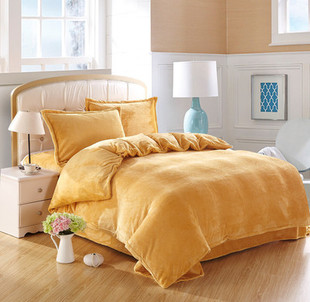 冬季床上用品纯色珊瑚绒四件套加厚保暖法兰绒4件套床单式法莱绒