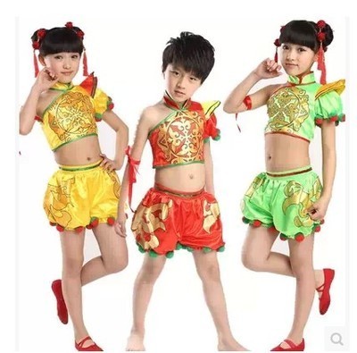 男女童六一演出服儿童民族舞蹈服装少儿打鼓装幼儿园武术表演服装