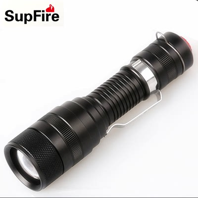 SupFire神火F5变焦强光手电筒充电家用 LED防身远射 调焦手电正品