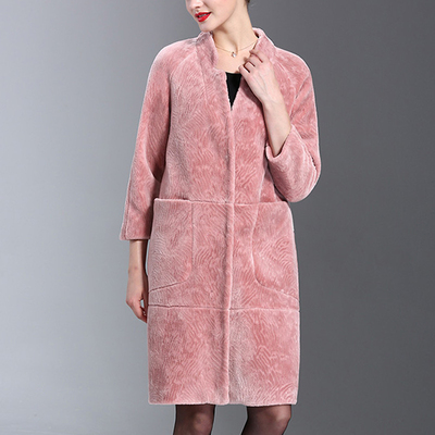 2016秋冬新款羊剪绒外套女中长款时尚英伦女装大衣外套A802