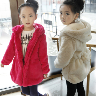 冬季女童新款2015童装外套中长款仿儿童皮草外套大衣毛毛衣加厚潮