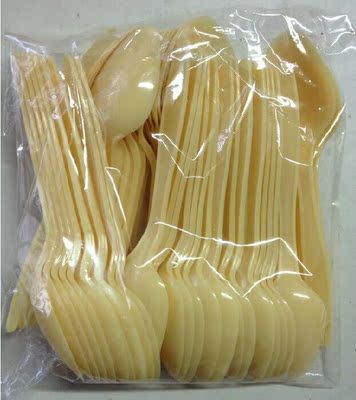 DS2胶小勺 米黄色塑料勺饭更雪糕勺刨冰勺90支 一次性用品批发