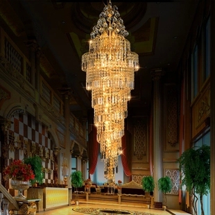 圆形复式楼楼梯灯美式简约LED长吊灯奢华酒店别墅欧式现代水晶灯