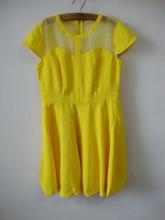 2015新款   剪标 黄色连衣裙
