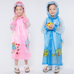 新款韩版儿童雨衣男童带书包位雨披女童公主学生卡通书包充气雨衣