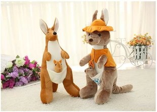 澳洲Kangaroo超大号母子带帽袋鼠公仔玩偶布娃娃毛绒玩具生日礼物