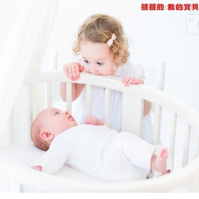 欧式婴儿床儿童床实木婴儿床无漆可折叠游戏床宝宝床白色可变书桌