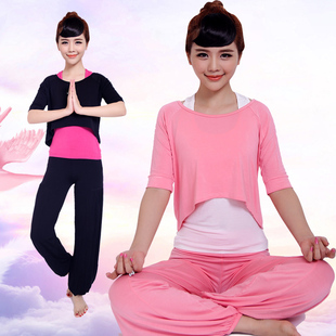 2016新款莫代尔瑜伽服三件套女士愈加服大码胖mm瑜珈服套装夏季