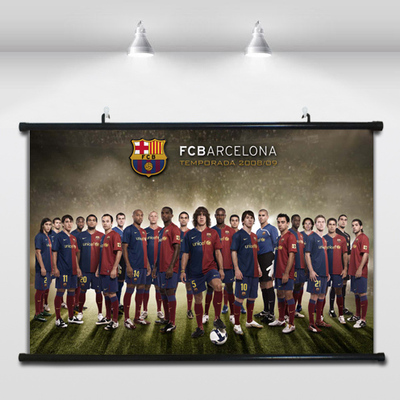 巴萨足球队有框画俱乐部巴塞罗那西甲欧冠梅西全家福玄关装饰海报