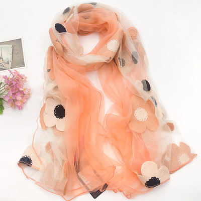 圣雅诗蒂所有女围巾2016春季新款韩版花朵粉色保暖纱巾丝巾披肩