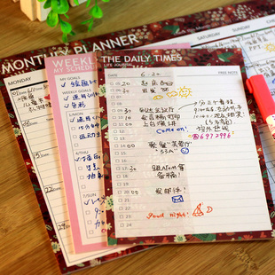 韩国文具可爱日周月计划本 备忘笔记本子 便签本 学生日程记事本