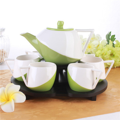 欧式简约创意陶瓷茶具套装现代时尚客厅茶壶茶杯茶盘竹托盘礼品