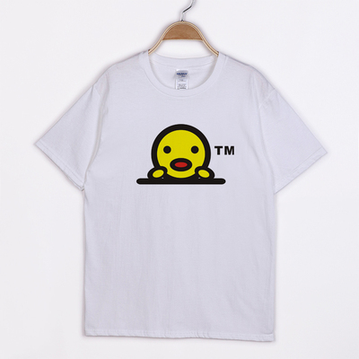 熊猫原创 日系潮牌 可爱黄色小鸡logo 图案印花 夏季 男 短袖T恤