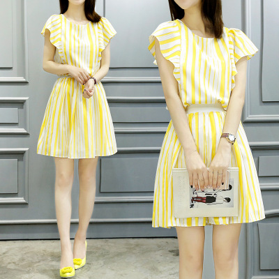 厂家直销  2016夏季新款 韩版新款女装 两件套装连衣裙夏