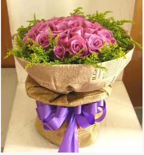 19支紫玫瑰花上海同城鲜花速递花束生日全国北京南京杭州苏州广州