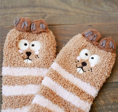 冬季萌圣诞礼盒袜加厚地板袜成人珊瑚绒保暖中筒睡眠袜毛圈毛巾袜