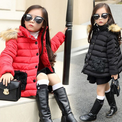 4-12岁女童装冬季韩版加厚保暖大毛领棉衣外套中大童羽绒棉服棉袄
