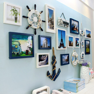 大客厅地中海现代实木照片相框墙装饰挂墙相片框个性组合创意包邮