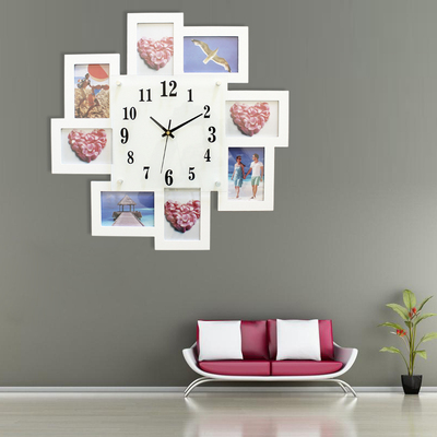 一红 个性创意艺术挂钟现代欧式客厅卧室时尚挂表静音相框电子钟