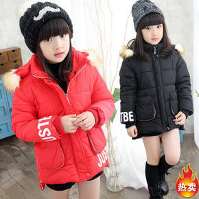 冬季新款韩版潮范童装男女中大童加厚棉衣可爱卡通字母保暖棉衣