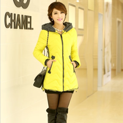 2014年冬装新款韩版羽绒服女装潮流大码棉衣服外套中长款连帽加厚