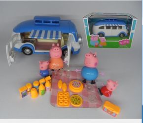 佩佩猪野餐车玩具粉红猪房车红猪小妹公仔佩佩猪家庭小汽车过家家