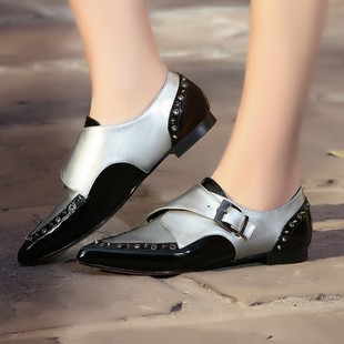 欧美爆款潮女鞋2015新款ACNE银色金属色休闲鞋平底单鞋系带板鞋