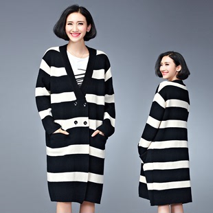 2015新品 模特实拍韩版大码女装胖MM显瘦针织外套宽松毛衣