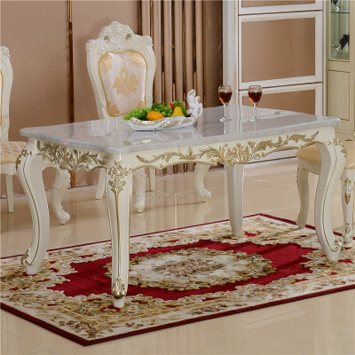 欧式餐桌椅组合 高档香槟金色饭桌 长方形大理石吃饭桌