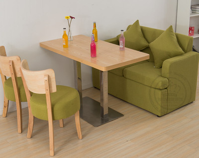 咖啡厅复古实木餐桌椅组合 奶茶店桌椅 甜品店沙发 卡座沙发组合