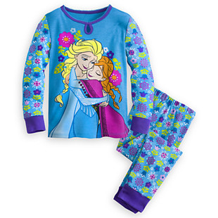现货美国代购正品DISNEY迪斯尼冰雪奇缘 Frozen 女童长袖睡衣睡裤
