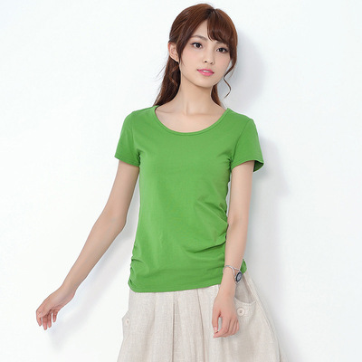夏季新款女装韩版女士短袖大码纯色圆领莫代尔短袖女t恤批发BK06